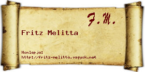 Fritz Melitta névjegykártya